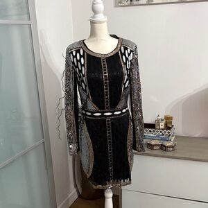 Eve Black and Silver Long Sleeve Dress
